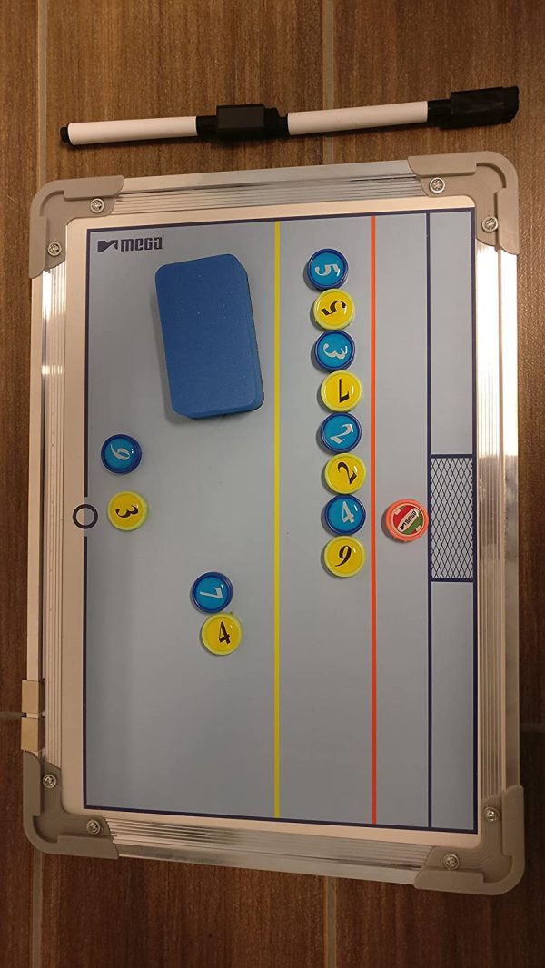 Tavoletta tattica media per pallanuoto su due lati, con magneti, penna e gomma (24 x 34 cm)