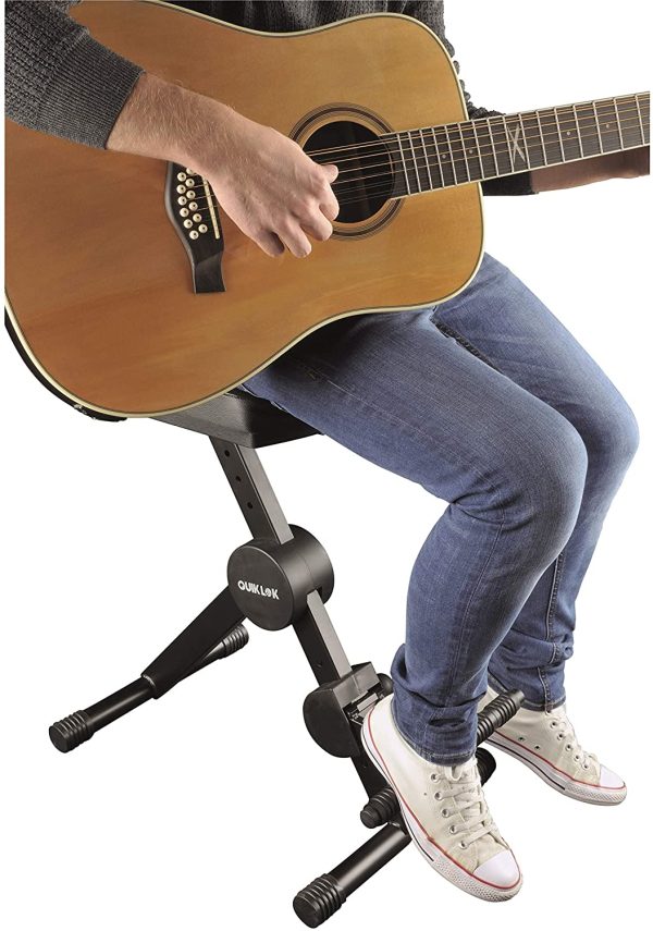 QUIK LOK DX/749 - Sgabello per Musicisti con Schienale Poggiapiedi, Colore Nero - immagine 4