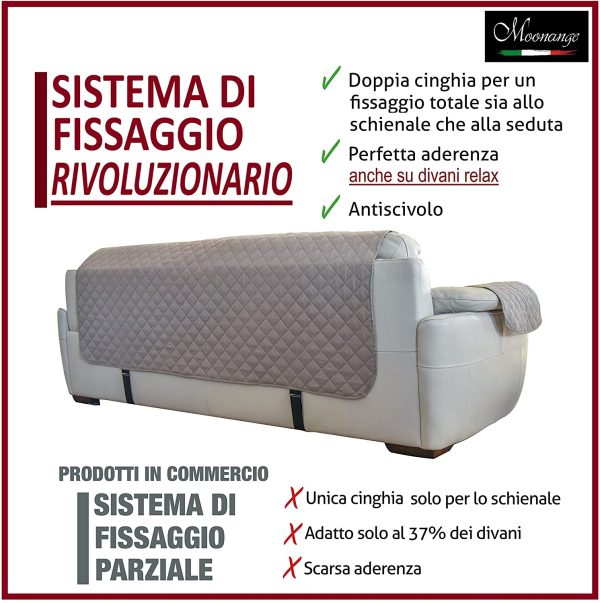 Copridivano 2 Posti con Braccioli Rivoluzionario Impermeabile Reversibile Antiscivolo Copri Divano Relax Antimacchia Antigraffio Cani Gatti Moderno Salvadivano Seduta 120 Cm (Blu) - immagine 2