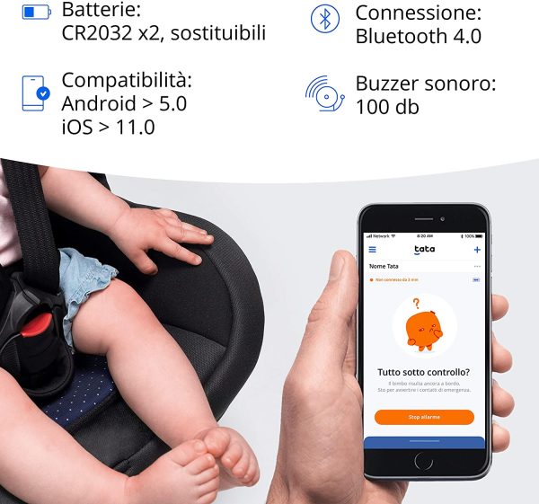 Filo: Dispositivo Anti Abbandono Tata Pad 2021. Conforme alla Legge e Compatibile con tutti Seggiolini Auto. - immagine 6