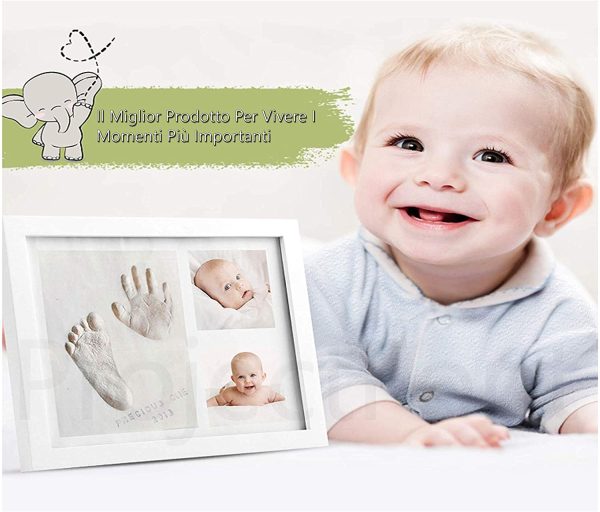 Quadretto Impronta Mani bambino Piedi Idea Regalo Neonato Mamma Argilla Per Nascita Bimbi Kit Calco, Bianca in Legno Impronte Tavolo Parete Porta Foto Piede Bimbo Bambino Manina Piedino Beb?? Piedini - immagine 7