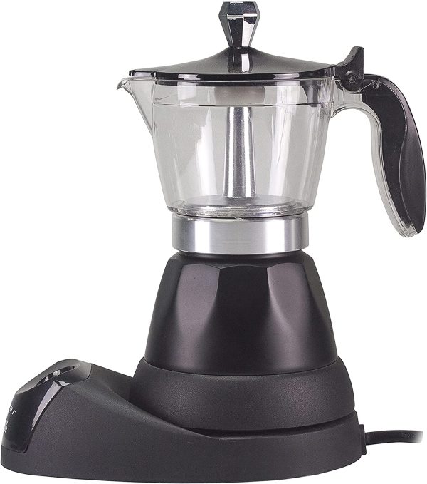 Lucilla BC.040N Caffettiera Moka elettrica, capacit?? 3 Tazze, Riduttore 1 Tazza, Autospegnimento, Mantenimento Temperatura per 30' min, Nera, 400 W, Alluminio, Nero - immagine 10