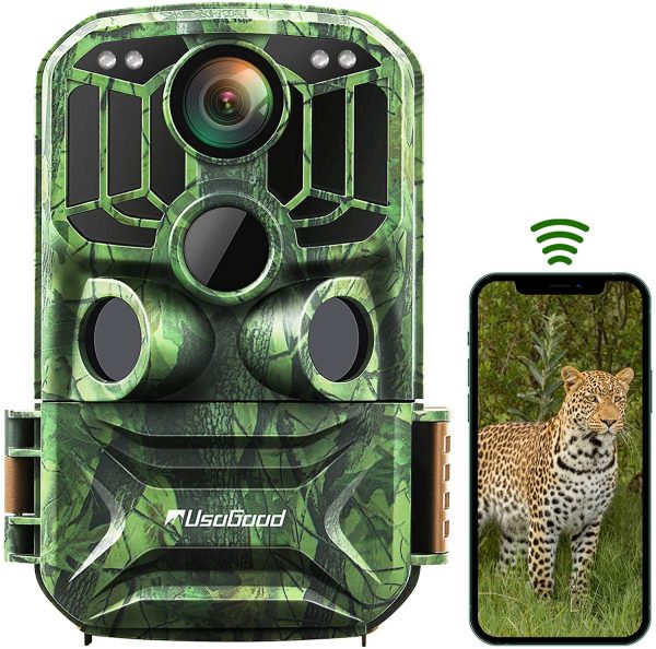 usogood Fototrappola WiFi 24MP 1296P, Fotocamera da Caccia con APP, 940nm IR LED Visione Notturna Senza Bagliore, Trigger 0,2s, Impermeabile IP66 per il Monitoraggio della Fauna Selvatica All'aperto - immagine 2