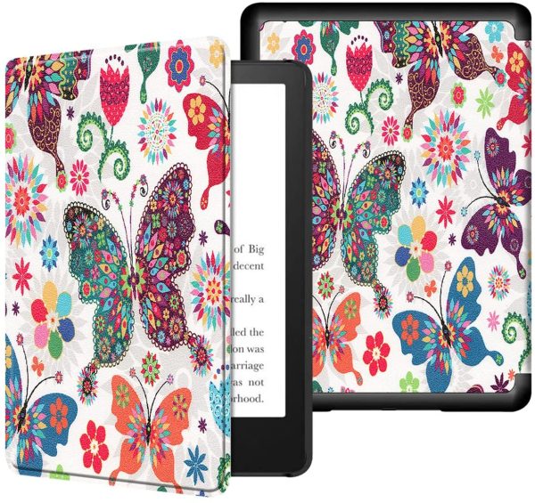 Amazon Brand - Eono Custodia per Kindle 2019(10a Generazione, Modello J9G29R), Cover Sottile e Leggera in PU Pelle con Auto Wake/Sleep, Butterfly