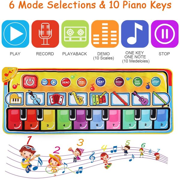 Ballery Tappeto Musicale Bambini, 148 x 60cm Grande Tastiera Pianoforte Musichette Giocattolo Tappetino da Ballo per Pianoforte Piano Mat Educativo Perfetto Natale Regalo per Bambini Bimbi - immagine 4