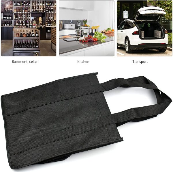 Borsa per Bottiglie Borsa Portabottiglie per 6 x 1,5L Bottiglie, Borsa Porta Bottiglie Vino 6 scomparti Portabottiglie Nero per Viaggi Picnic Feste Pacchetto Regalo - immagine 4