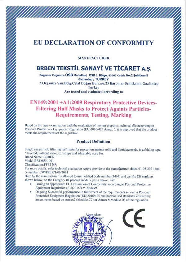 25 Mascherine FFP2 certificate CE 1463 confezionate singolarmente mascherina ffp2 taglia REGULAR STANDARD BRMED (25 FFP2, Bianche) - immagine 6