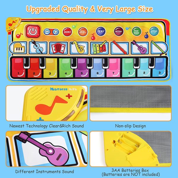 Ballery Tappeto Musicale Bambini, 148 x 60cm Grande Tastiera Pianoforte Musichette Giocattolo Tappetino da Ballo per Pianoforte Piano Mat Educativo Perfetto Natale Regalo per Bambini Bimbi - immagine 8