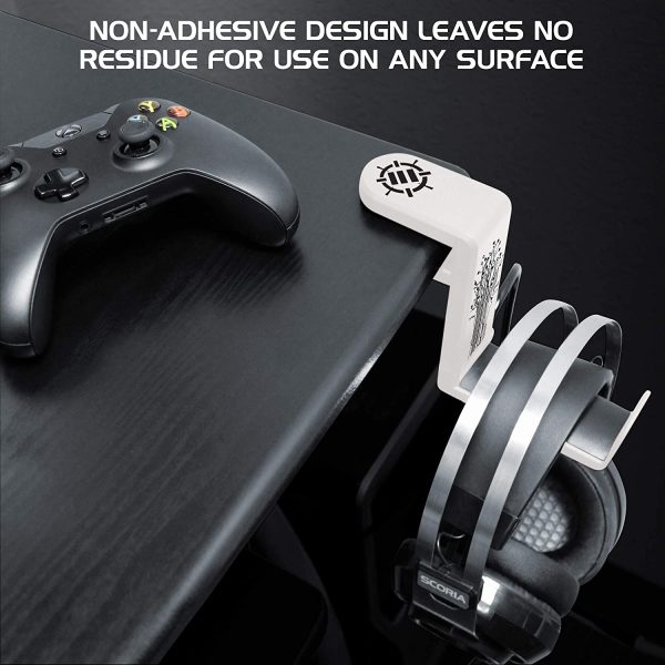 Supporto per Cuffie Gaming - Supporto Cuffie da Tavolo con Braccio Rotante Regolabile 360, Morsetto per Scrivania sul Design, Misura Universale e Organizer per Clip per Cavo Integrato - Bianco - immagine 7