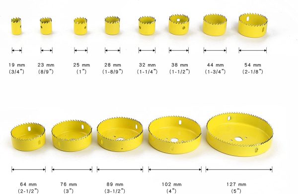 Fresa a Tazza, Seghe a Tazze Trapano ?19 ~ 127mm con Mandrini e Piatto di Installazione Frese Sega Punte a Tazza per Legno Cartongesso Plastica PVC in Acciaio Rinforzato di Alta Qualit?? A3