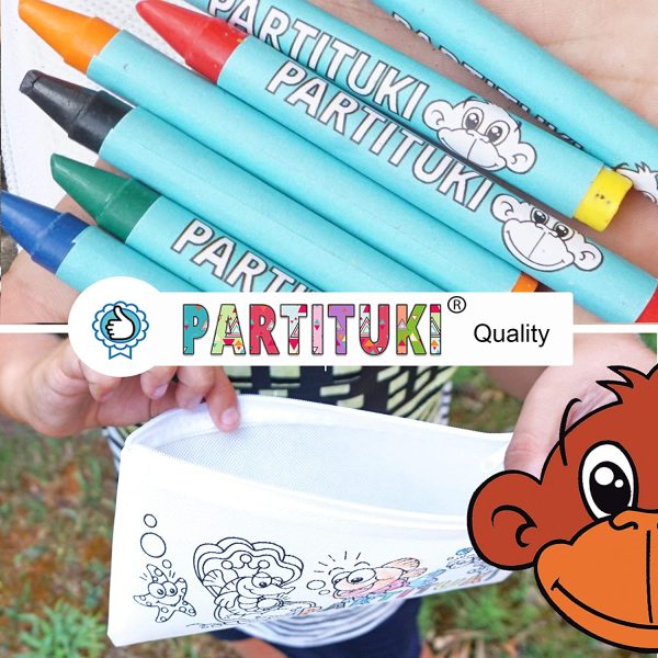 Gadget Compleanno Bambini Partituki. 10 Astucci e 10 Set di 7 Pastelli a Cera Colorati. Regalini Pignatta Compleanno Bambini. Con Certificato CE di Non Tossicit?? - immagine 5