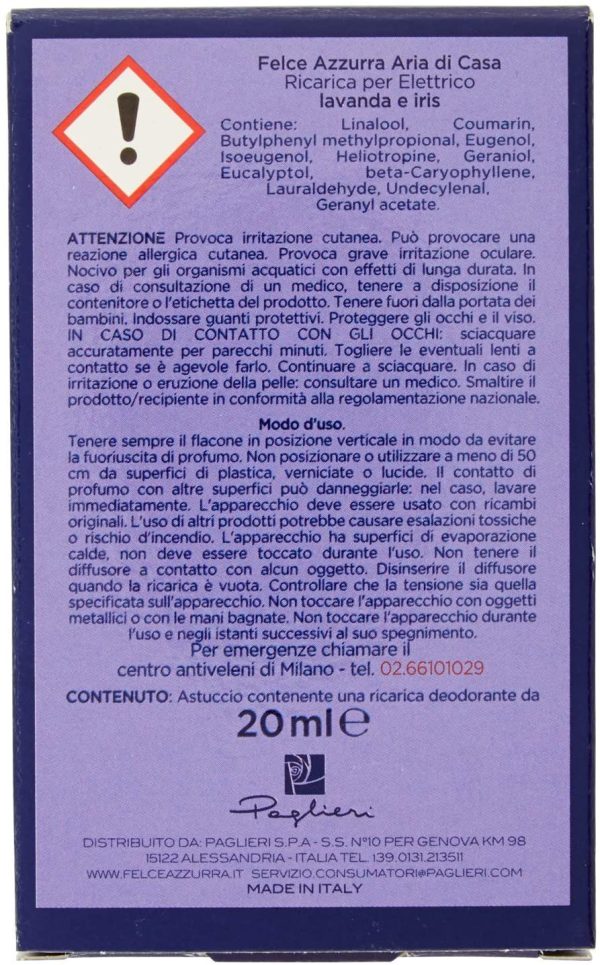 Aria di Casa Diffusore Bastoncini Classico & Aria di Casa, Ricarica Diffusore Elettrico Iris e Lavanda, Puro Benessere 20 ml - immagine 6