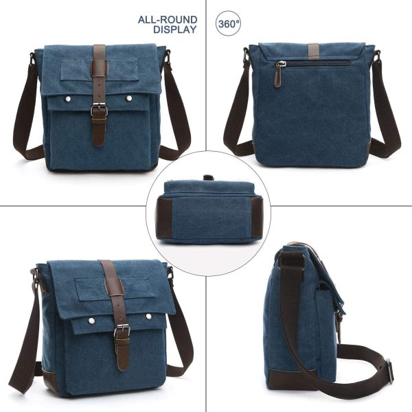 Wind Took Borsa a Tracolla Uomo Borse Messenger Uomo Vintage Tela Borse a Spalla per Ufficio Viaggio Lavoro Scuola e Vita Quotidiana Blu - immagine 7