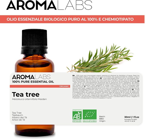 TEA TREE BIO - 30mL - Olio essenziale BIO e Naturale al 100% - qualit?? verificata mediante cromatografia - Aroma Labs