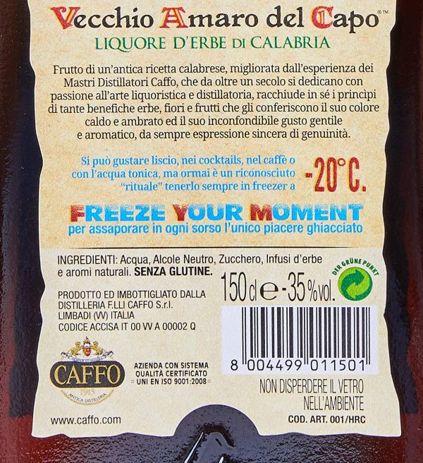 Vecchio Amaro del Capo Liquore d'Erbe di Calabria Caffo, 1500 ml - immagine 2