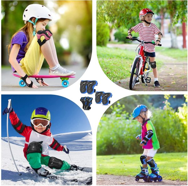 WayEee Set di Protezioni per Bambini, 6 in 1 Protettivi dei Bambini Set Ginocchiere per Bambini Set di Gomitiere con Cinghia Regolabile per Pattini, Monopattini, Ciclismo, Skateboard, Roller - immagine 4