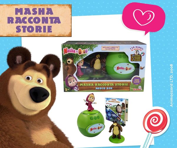 Simba - Masha Racconta Storie - 7101100076, + 3 Anni, Cassa Speaker Inclusi 2 Personaggi 130 Minuti con 24 Storie di Masha, Usb, Italiano e Inglese