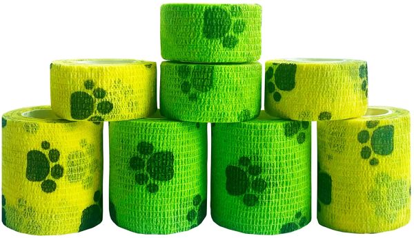 Benda autoadesiva 8 rotoli, benda autoadesiva per animali domestici, benda elastica coesiva adesiva, benda di fissaggio per cane, cavallo, animale domestico, polso, nocche, dito - immagine 6