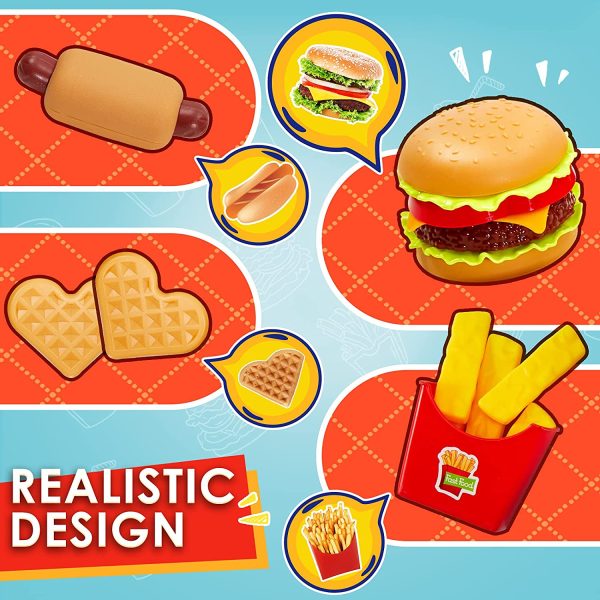 BUYGER Set Cibo Giocattolo per Bambini Hamburger Alimenti Finti Accessori Cucina Giocattolo, Giochi di Ruolo Regalo per Bambini Bambina 3 Anni - immagine 5