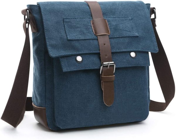 Wind Took Borsa a Tracolla Uomo Borse Messenger Uomo Vintage Tela Borse a Spalla per Ufficio Viaggio Lavoro Scuola e Vita Quotidiana Blu - immagine 4