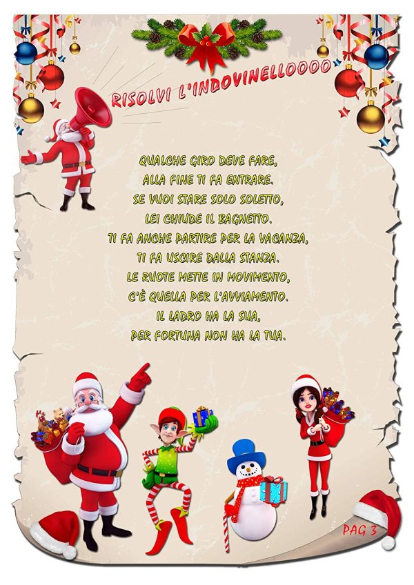 Caccia al tesoro natalizia in scatola per casa 8-12 anni - Giochi natalizi per bambini - Caccia al regalo di Babbo Natale - Caccia al tuo regalo di Natale - Giochi di natale per bambini