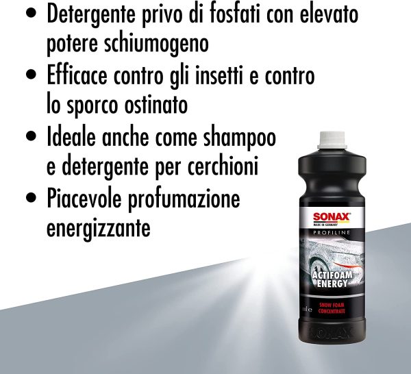 Profiline Actifoam Energy, Potente Detergente, Scioglie lo Sporco con elevato Potere Schiumogeno, Piacevole Profumazione, 1 l, Articolo Numero 06183000