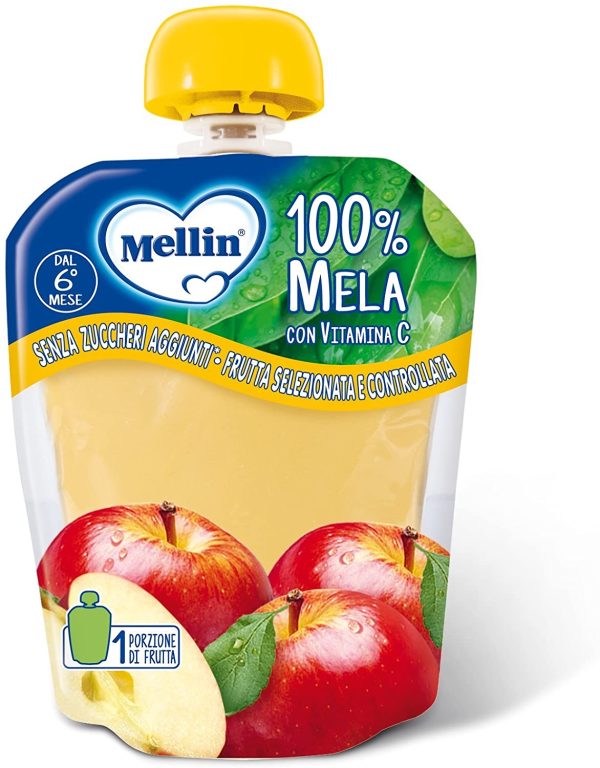 Mellin, Pouch Merenda 100% Frutta con Vitamina C - Mix Gusti - 18 Confezioni da 90 gr - immagine 2