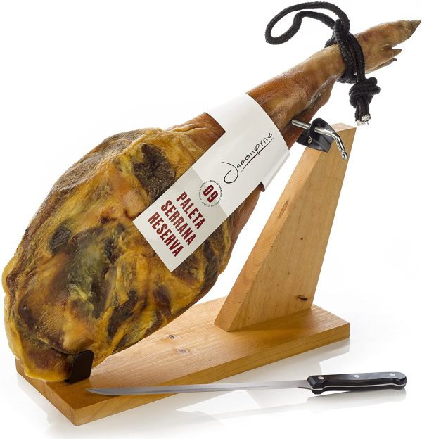 Prosciutto Spagnolo Serrano (Spalla) Riserva + Porta Prosciutto + Coltello 4.5 - 5 Kg - Jamon Serrano Crudo - immagine 3