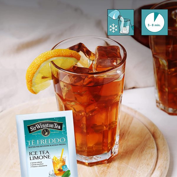 Sir Winston Tea, Tè Nero Freddo Ice Tea Limone, 54 Filtri (3 Confezioni da 18 Filtri), Gusto Agrumato, Ideale per le Giornate Estive, Certificato RFA, Senza Lattosio, Glutine e Allergeni - immagine 8