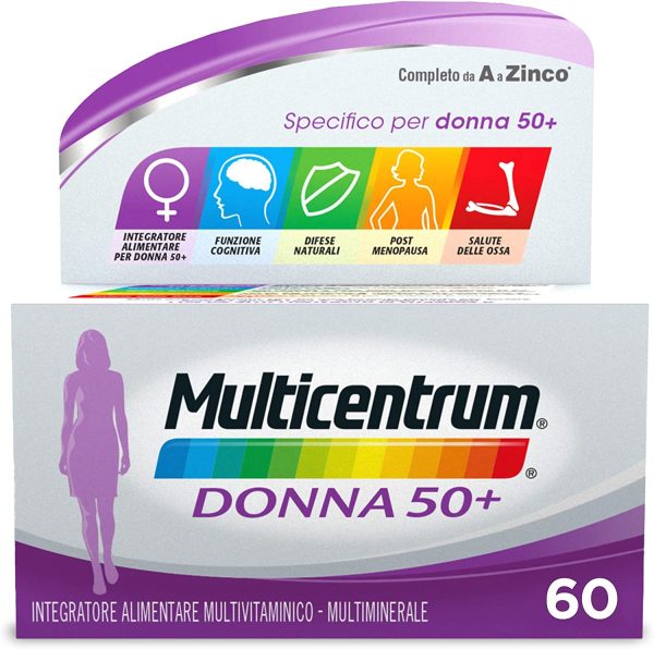 Multicentrum Donna 50+ Integratore Alimentare Multivitaminico-Multiminerale Apporto Completo, Vitamina D, Formulato per Combattere Stanchezza e Affaticamento per Donne oltre 50 Anni, 60 Compresse - immagine 6