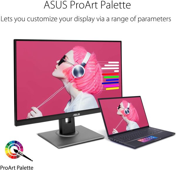 ProArt Display PA278QV Professional Monitor, 27" IPS, WQHD (2560 x 1440), 100% sRGB, 100% Rec. 709, Color Accuracy ΔE < 2, Calman Verified, ProArt Preset, ProArt Palette, Stand Ergonomico