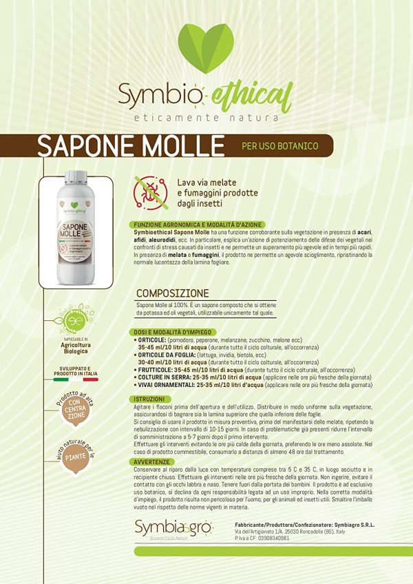 Symbioethical Sapone Molle - 500 gr - Corroborante - Elevata Concentrazione - Potenziatore delle difese delle piante - Agricoltura biologica - immagine 3