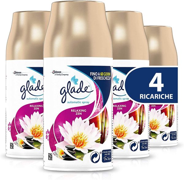 Glade Automatic Ricarica, Profumatore per Ambienti Spray Fragranza Relaxing Zen, Formato Scorta, 4 x 269 ml - immagine 5