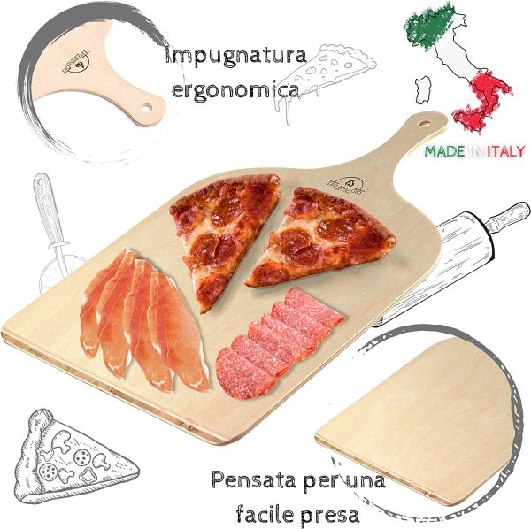 Pala Pizza Corta Pala Per Pizza Legno 30 per 42 cm Tagliere Paletta In Legno Betulla Da Cucina Per Pizza Accessori Pala Da Forno Casa Tagliere Rettangolare Taglieri Pane (1) - immagine 6