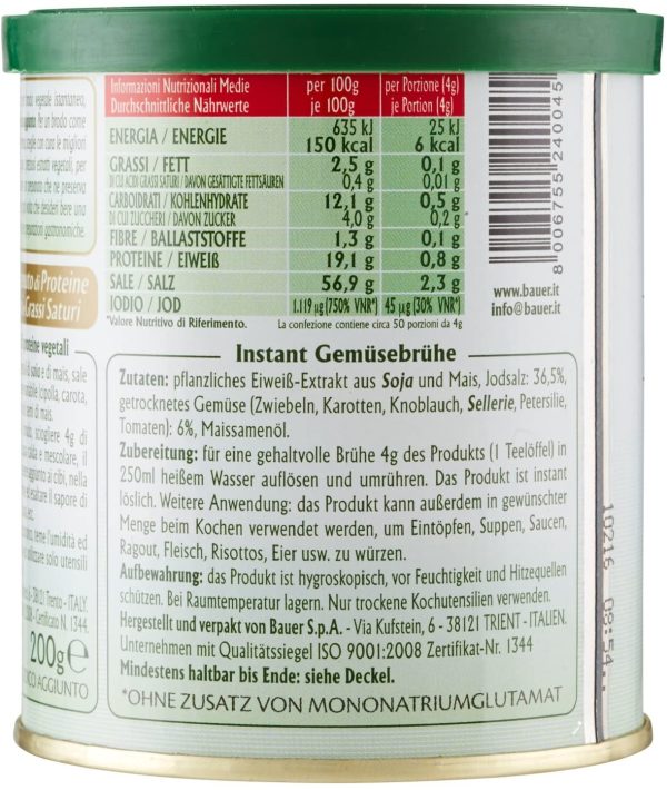 Bauer Vegetalbrodo Granule Istantaneo - 200 g