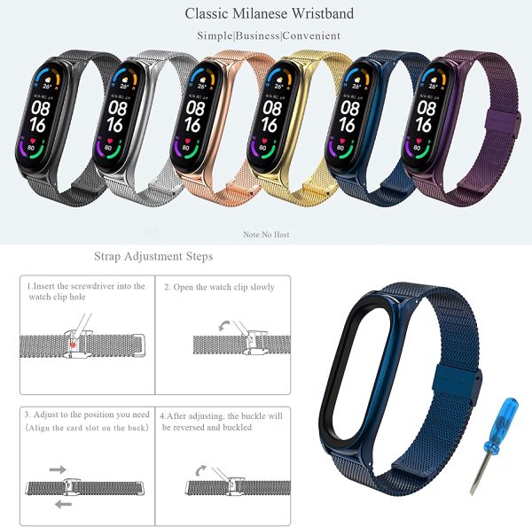 BDIG Cinturino per Mi Band 6 Cinturini Metallo in Acciaio Inossidabile MiBand 5 Bracciale di Ricambio Braccialetto con Links Strumento di Rimozione da Polso Sostitutivo Wristband Cinturini Mi Band 4/3 - immagine 4