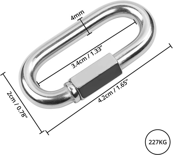 BELLE VOUS - Connettori a moschettone a vite in acciaio inox, a forma di D, resistenti e ovali a forma di D, per esterni, interni, campeggio ed escursionismo, accessori - immagine 4