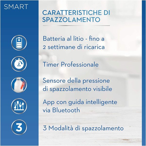 Oral-B Smart 4 45 Spazzolino Elettrico Testine Oral B Cross Action, 3 Modalit?? di Spazzolamento, Bluetooth, 1 Testina, Sbiancante Denti, Batteria Litio, Idea Regalo, Design Special Edition, Bianco - immagine 4