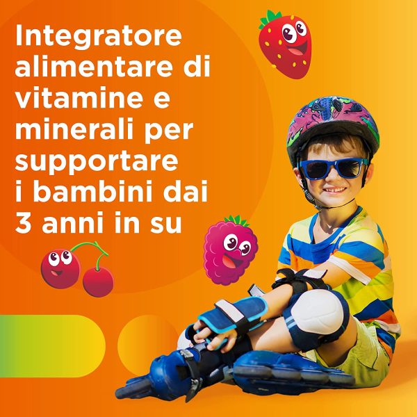 Multicentrum Vitagummy Integratore alimentare di vitamine e minerali formulato per Bambini 3+, con Vitamina D e Iodio, gusto frutta mista, 30 caramelle gommose da consumare dove e quando vuoi - immagine 3