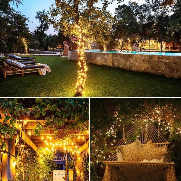 Luci Solari Esterno Catena Luminosa - 2 Pezzi 28M 280LED Lucine Giardino (Grande Pannello Solare) 8 Modalit?? Impermeabili Filo di Rame Luci Lucine per Festa Patio Cancello Matrimonio Natale - immagine 8