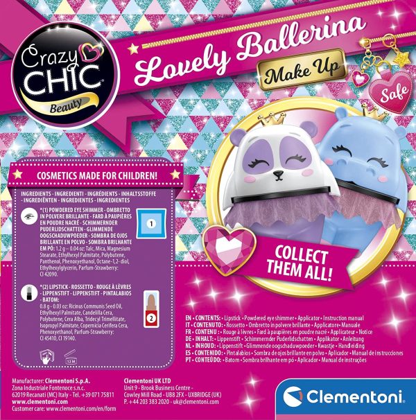 Clementoni - 18688 - Crazy Chic - Lovely Ballerina - Make Up, cofanetto cosmetici bambina, trousse da viaggio, trucchi bambina 6 anni, set cosmetici per bambini, gioco creativo - immagine 6