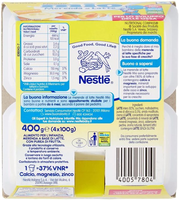 Nestl?? Mio Merenda al Latte e Albicocca senza Glutine, 4 x 100g - immagine 6