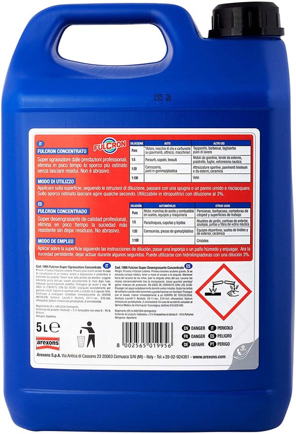 Fulcron 5L, sgrassatore detergente concentrato per sporco ostinato, pulizia motori, casa, nautica, tempo libero - immagine 5