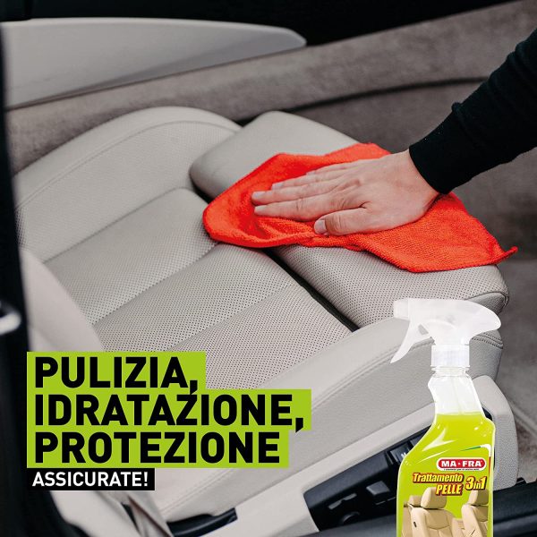 Mafra, Trattamento 3in1 Pelle, Pulisce, Idrata e Protegge le Superfici Interne dell'Auto, con Aloe Vera e Cere Naturali, Previene la Formazione di Grinze e Screpolature, Formato 500ml - immagine 6