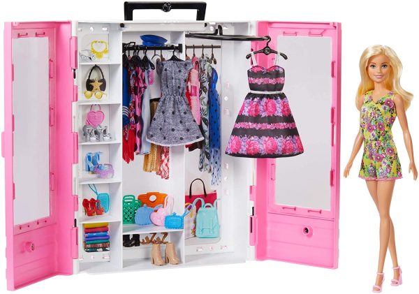 Barbie Fashionistas Armadio da Sogno - Armadio Trasportabile con Bambola - 3 Abiti - 2 Scarpe - 2 Borse - 2 Collane - Regalo per Bambini 3-8 Anni - immagine 4