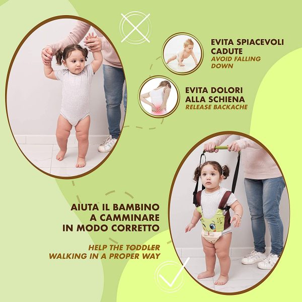 Assistente per camminare bambini e bambine - redini di sostegno neonati primi passi - cintura resistente per camminare - supporto regolabile camminata - bretelle traspiranti da passeggio - immagine 5