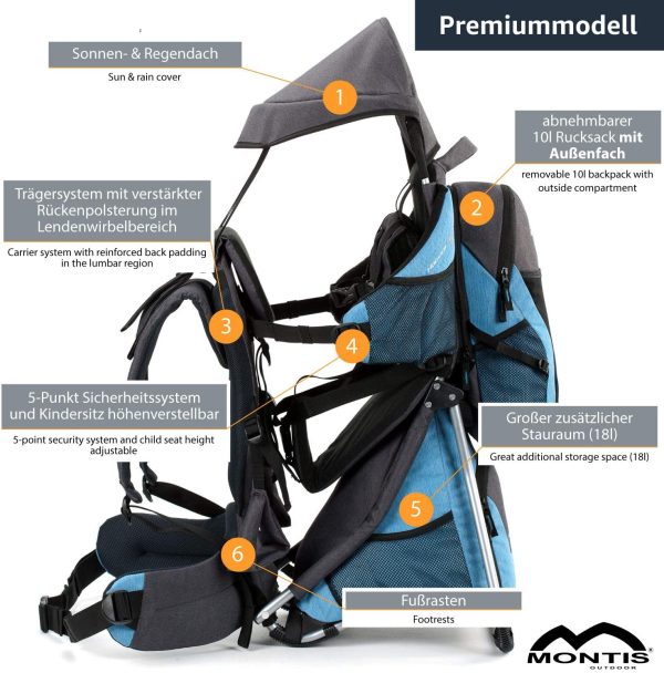 MONTIS Hoover, Zaino Porta Bimbo Premium, Fino a 25kg - immagine 6