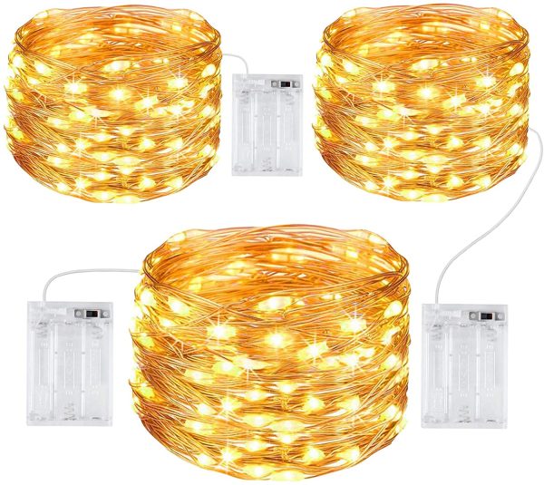 Luci Stringa, [3 Pezzi] 10M 100 LED Luci Natale Lucine Decorative Catene Luminose con Filo Rame Ghirlanda Luminosa Impermeabile per Camere Natale Interni e Esterni,Casa, Feste, Matrimonio - immagine 4