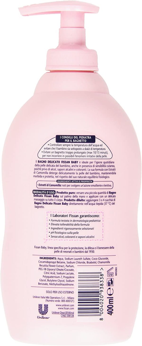 Fissan Baby Bagno Delicato Bagnoschiuma con Estratti di Camomilla, 400ml - immagine 2