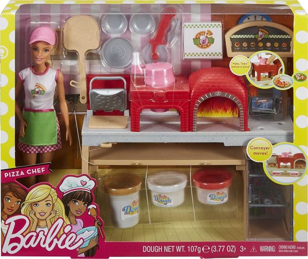 Barbie la Pizzeria con Bambola, Tavolo per Le Pizze, Forno e Pasta da Modellare, Giocattolo per Bambini 3 + Anni, FHR09, multicolore - immagine 3